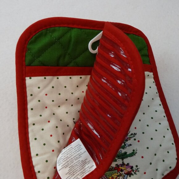 Spode Christmas Tree Oven Pot Holder Set of 2 Holiday Polka Dot Festive - Picture 4 of 7